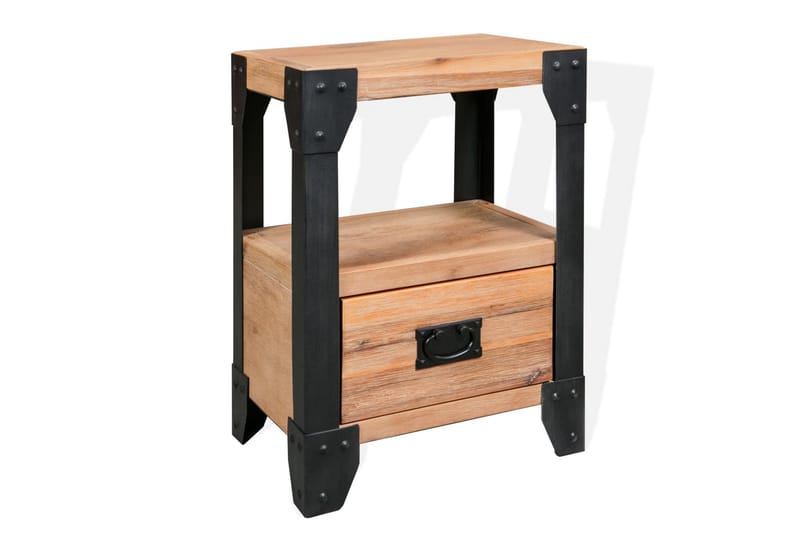Yöpöytä Kiinteä akaasiapuu teräs 40x30x54 cm - Ruskea - Huonekalut - Pöytä & ruokailuryhmä - Apupöytä & sivupöytä - Yöpöytä