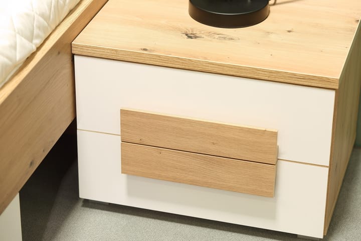 Yöpöytä Knelston 50 cm Säilytyksellä 2 laatikkoa - Ruskea/Valkoinen - Yöpöytä