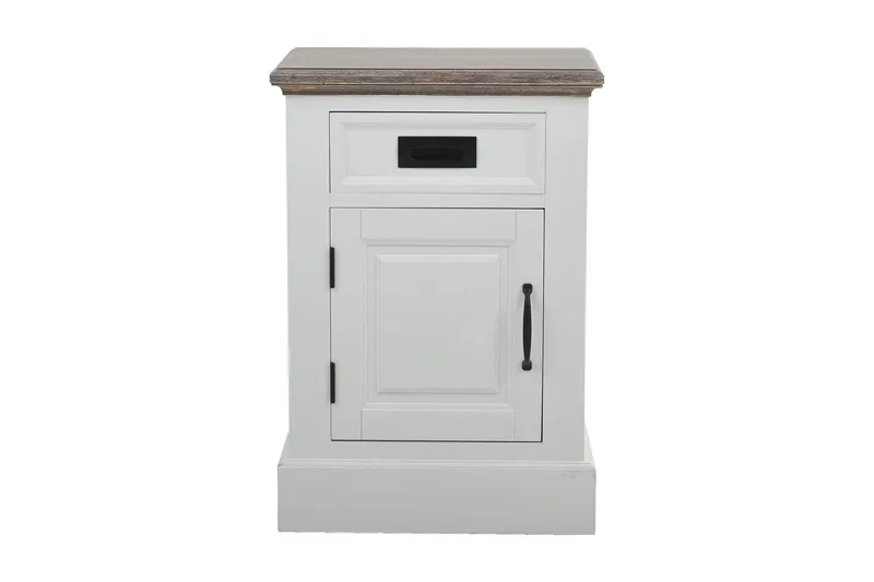 Yöpöytä Knight 46 Säilytyksellä Laatikko+kaappi, Valkoinen