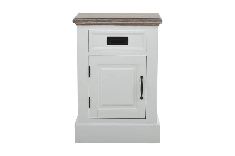 Yöpöytä Knight 46 Säilytyksellä Laatikko+kaappi, Valkoinen