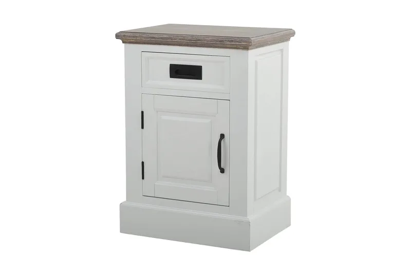 Yöpöytä Knight 46 Säilytyksellä Laatikko+kaappi - Valkoinen - Huonekalut - Pöytä & ruokailuryhmä - Apupöytä & sivupöytä - Yöpöytä