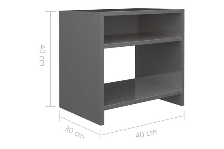 Yöpöytä korkeakiilto harmaa 40x30x40 cm lastulevy - Harmaa - Yöpöytä