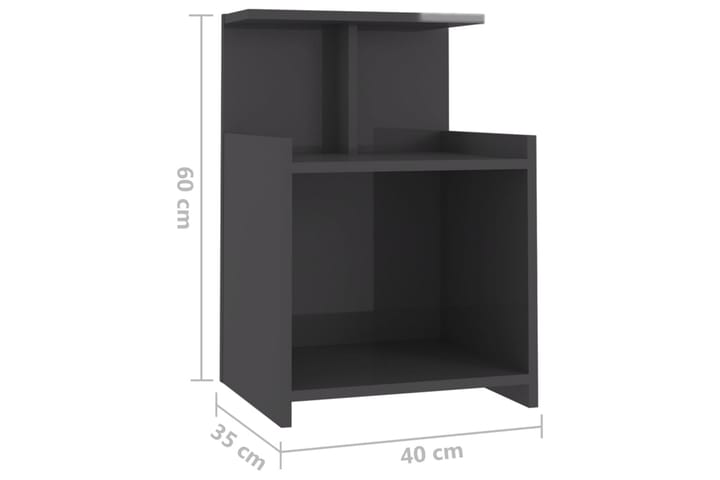 Yöpöytä korkeakiilto harmaa 40x35x60 cm lastulevy - Yöpöytä