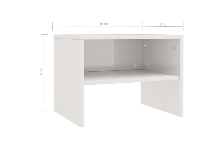Yöpöytä korkeakiilto valkoinen 40x30x30 cm lastulevy - Valkoinen - Yöpöytä