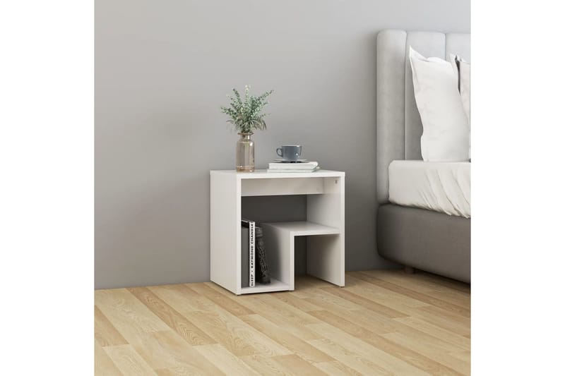 Yöpöytä korkeakiilto valkoinen 40x30x40 cm lastulevy - Huonekalut - Pöytä & ruokailuryhmä - Apupöytä & sivupöytä - Yöpöytä
