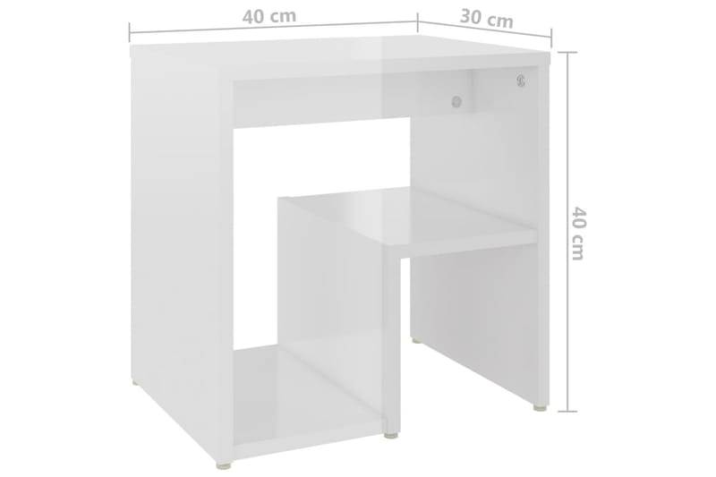 Yöpöytä korkeakiilto valkoinen 40x30x40 cm lastulevy - Huonekalut - Pöytä & ruokailuryhmä - Apupöytä & sivupöytä - Yöpöytä