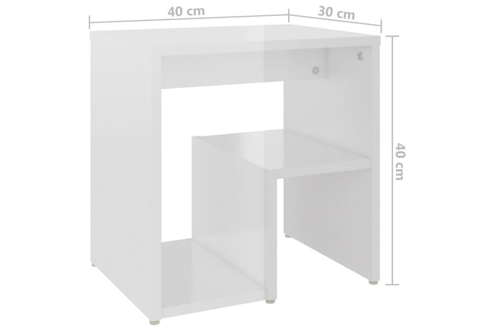 Yöpöytä korkeakiilto valkoinen 40x30x40 cm lastulevy - Yöpöytä