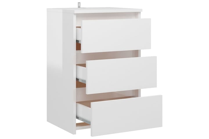 Yöpöytä korkeakiilto valkoinen 40x35x62,5 cm lastulevy - Yöpöytä