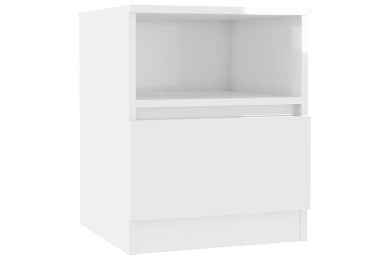 Yöpöytä korkeakiilto valkoinen 40x40x50 cm lastulevy - Huonekalut - Pöytä & ruokailuryhmä - Apupöytä & sivupöytä - Yöpöytä
