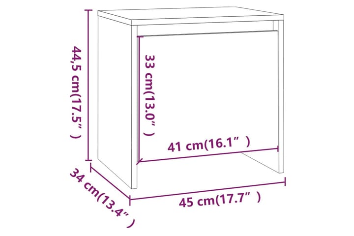 Yöpöytä korkeakiilto valkoinen 45x34x44,5 cm lastulevy - Valkoinen - Yöpöytä