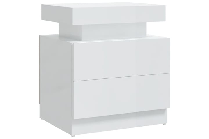 Yöpöytä korkeakiilto valkoinen 45x35x52 cm lastulevy - Valkoinen - Yöpöytä