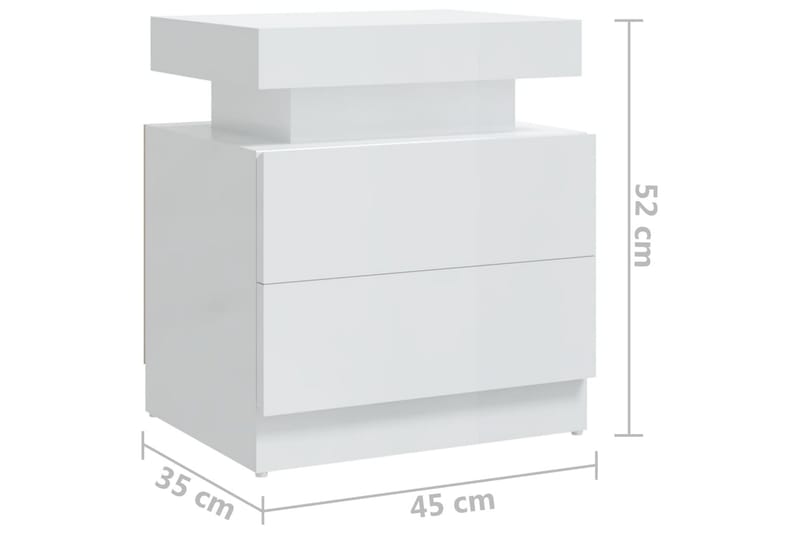 Yöpöytä korkeakiilto valkoinen 45x35x52 cm lastulevy - Valkoinen - Huonekalut - Pöytä & ruokailuryhmä - Apupöytä & sivupöytä - Yöpöytä