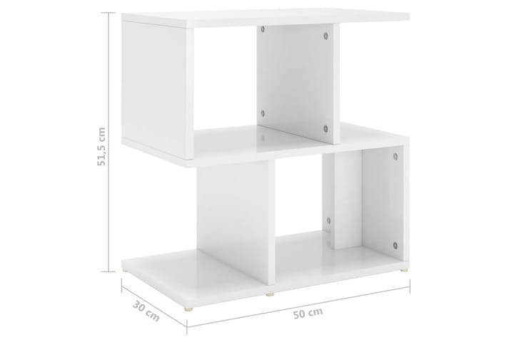 Yöpöytä korkeakiilto valkoinen 50x30x51,5 cm lastulevy - Yöpöytä