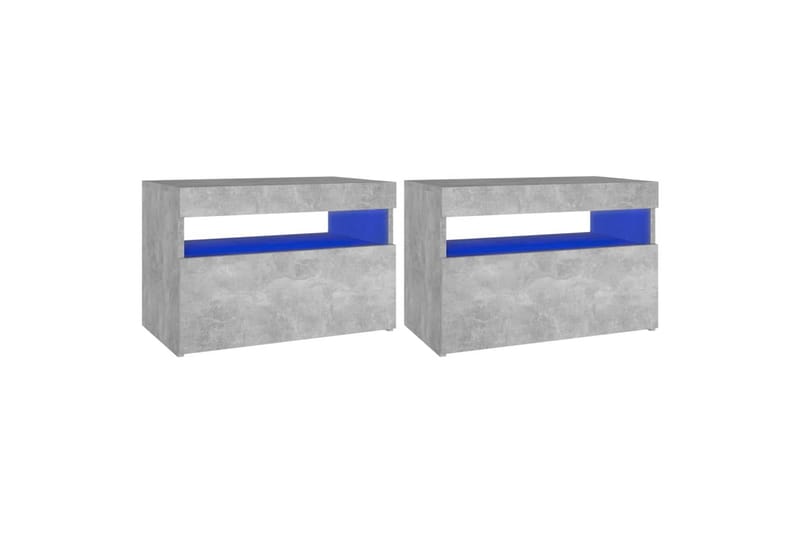 Yöpöytä LED-valoilla 2 kpl betoninharmaa 60x35x40 cm - Huonekalut - Pöytä & ruokailuryhmä - Apupöytä & sivupöytä - Yöpöytä
