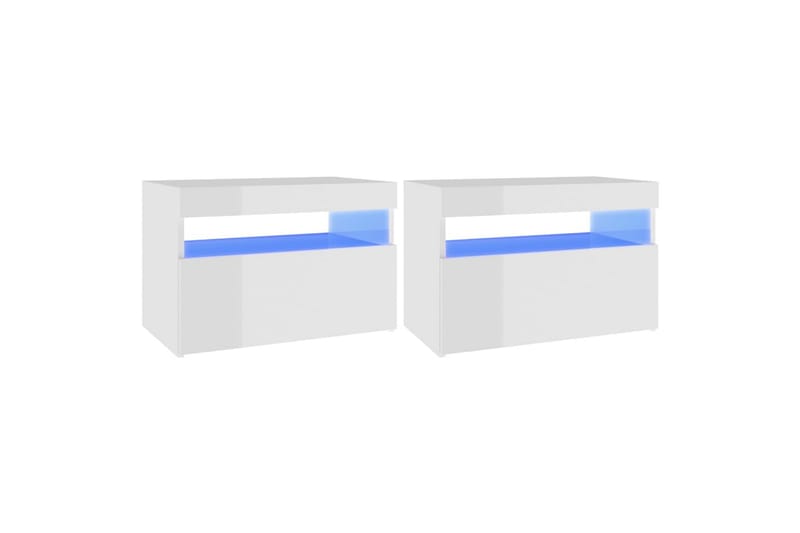 Yöpöytä LED-valoilla 2 kpl korkeakiilto 60x35x40 cm - Huonekalut - Pöytä & ruokailuryhmä - Apupöytä & sivupöytä - Yöpöytä