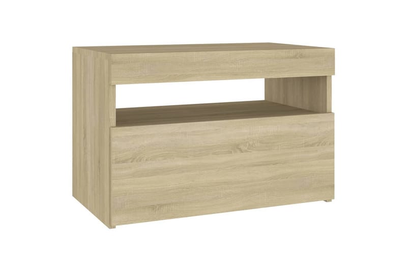Yöpöytä LED-valoilla 2 kpl Sonoma-tammi 60x35x40 cm - Huonekalut - Pöytä & ruokailuryhmä - Apupöytä & sivupöytä - Yöpöytä