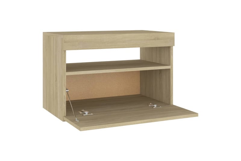Yöpöytä LED-valoilla 2 kpl Sonoma-tammi 60x35x40 cm - Huonekalut - Pöytä & ruokailuryhmä - Apupöytä & sivupöytä - Yöpöytä