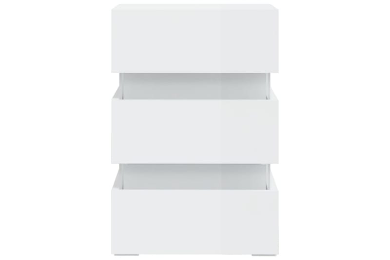 Yöpöytä LED-valoilla korkeakiilto valk. 45x35x67 cm lastulev - Valkoinen - Huonekalut - Pöytä & ruokailuryhmä - Apupöytä & sivupöytä - Yöpöytä