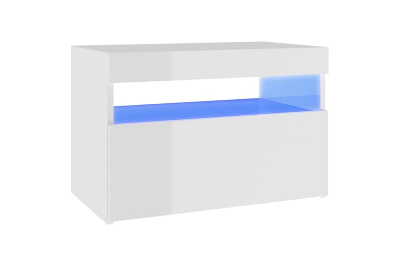Yöpöytä LED-valoilla korkeakiilto valkoinen 60x35x40 cm - Huonekalut - Pöytä & ruokailuryhmä - Apupöytä & sivupöytä - Yöpöytä