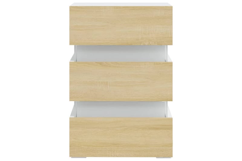 Yöpöytä LED-valoilla valk./ Sonoma-tammi 45x35x67 cm lastule - Beige - Huonekalut - Pöytä & ruokailuryhmä - Apupöytä & sivupöytä - Yöpöytä