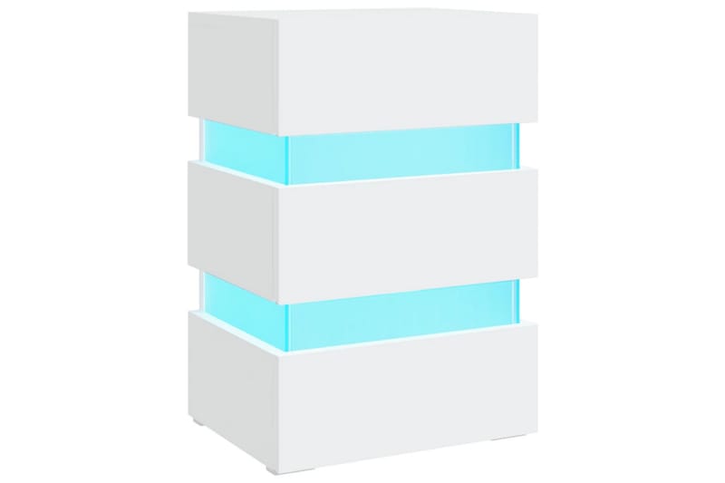 Yöpöytä LED-valoilla valkoinen 45x35x67 cm lastulevy - Valkoinen - Huonekalut - Pöytä & ruokailuryhmä - Apupöytä & sivupöytä - Yöpöytä