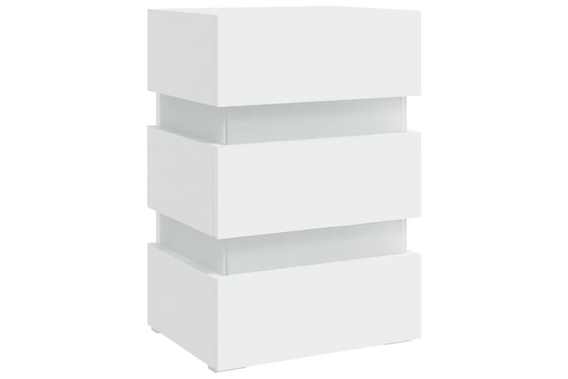Yöpöytä LED-valoilla valkoinen 45x35x67 cm lastulevy - Valkoinen - Huonekalut - Pöytä & ruokailuryhmä - Apupöytä & sivupöytä - Yöpöytä