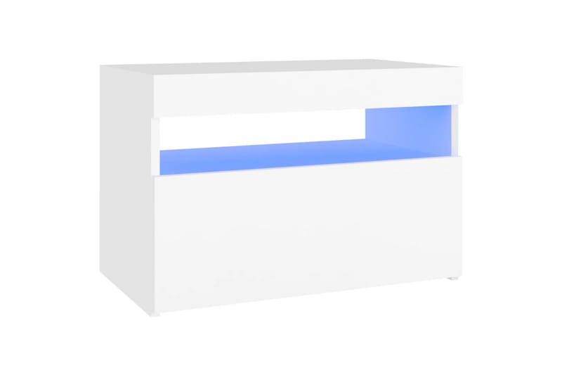 Yöpöytä LED-valoilla valkoinen 60x35x40 cm lastulevy - Huonekalut - Pöytä & ruokailuryhmä - Apupöytä & sivupöytä - Yöpöytä