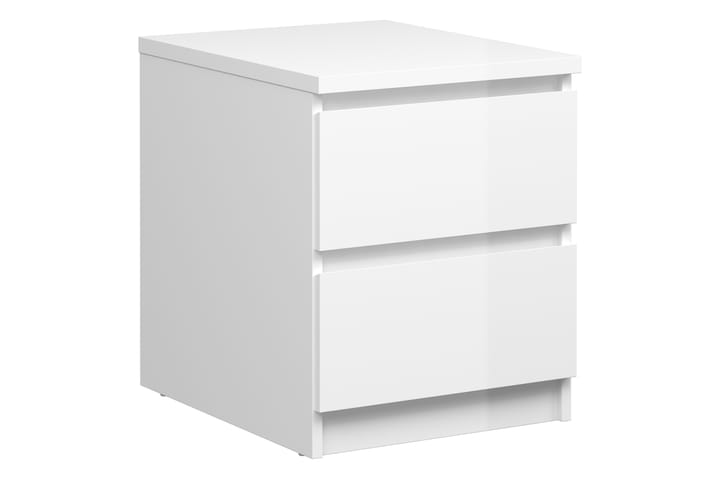 Yöpöytä Lerna 40 cm Säilytyksellä 2 laatikkoa - Valkoinen Korkeakiilto - Yöpöytä