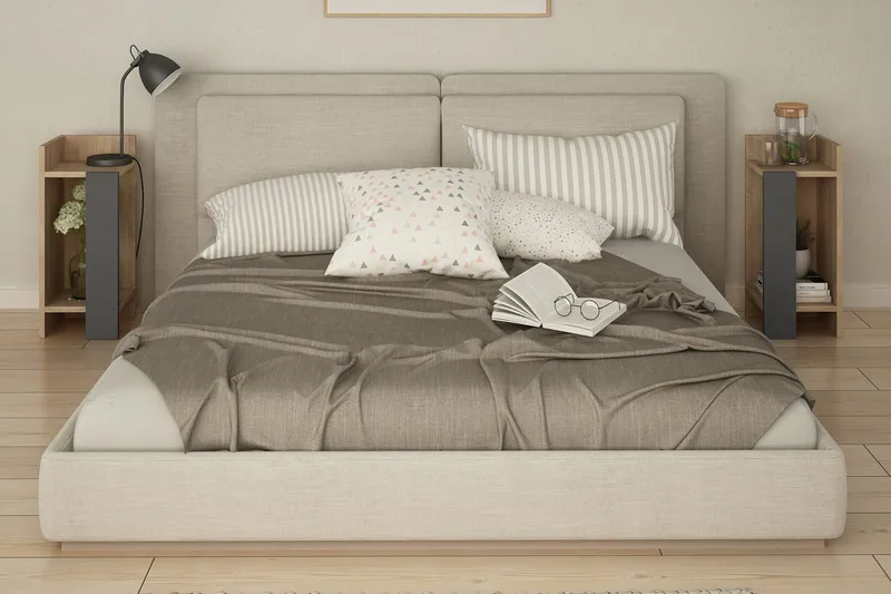 Yöpöytä Lutchan 27 cm - Tammenväri/Tummanharmaa - Huonekalut - Pöytä & ruokailuryhmä - Apupöytä & sivupöytä - Yöpöytä