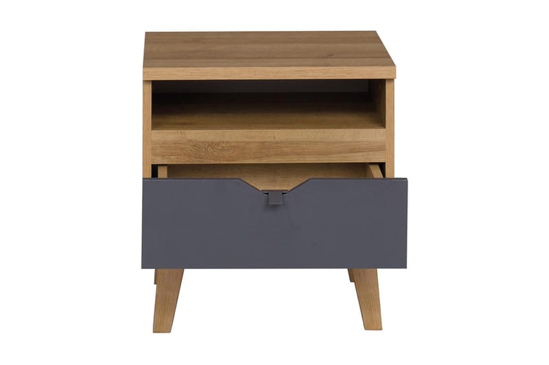 Yöpöytä Lyseme 45 cm Säilytyksellä Hylly+Laatikko - Harmaa/Luonnonväri - Huonekalut - Pöytä & ruokailuryhmä - Apupöytä & sivupöytä - Yöpöytä