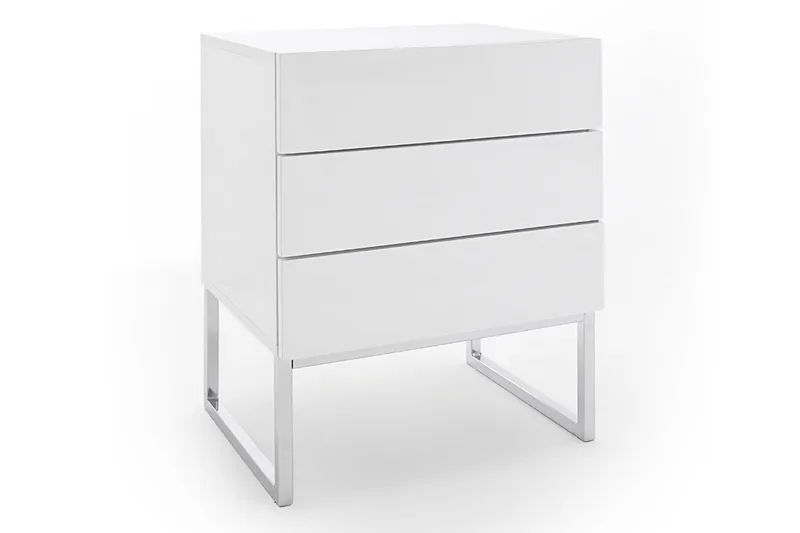Yöpöytä Magdax 50 cm Korkeat jalat Säilytyksellä 3 laatikkoa - Valkoinen - Huonekalut - Pöytä & ruokailuryhmä - Apupöytä & sivupöytä - Yöpöytä