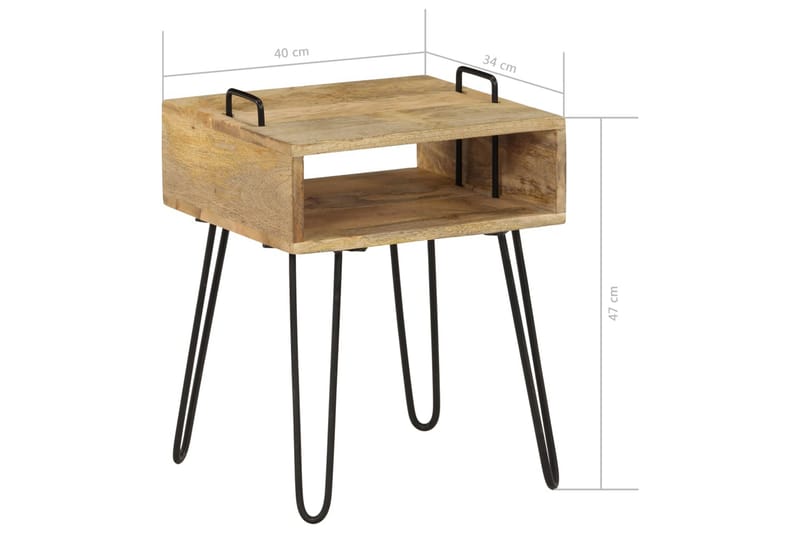 Yöpöytä mangopuu 40x34x47 cm - Ruskea - Huonekalut - Pöytä & ruokailuryhmä - Apupöytä & sivupöytä - Yöpöytä