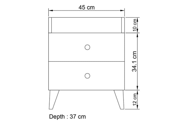 Yöpöytä Mareo 45 cm - Antrasiitti - Yöpöytä