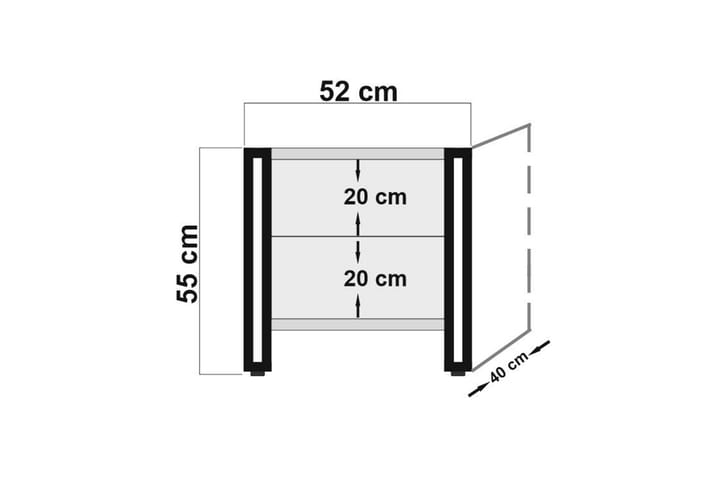 Yöpöytä Masako 52 cm Säilytyksellä 2 laatikkoa - Ruskea/Musta - Yöpöytä