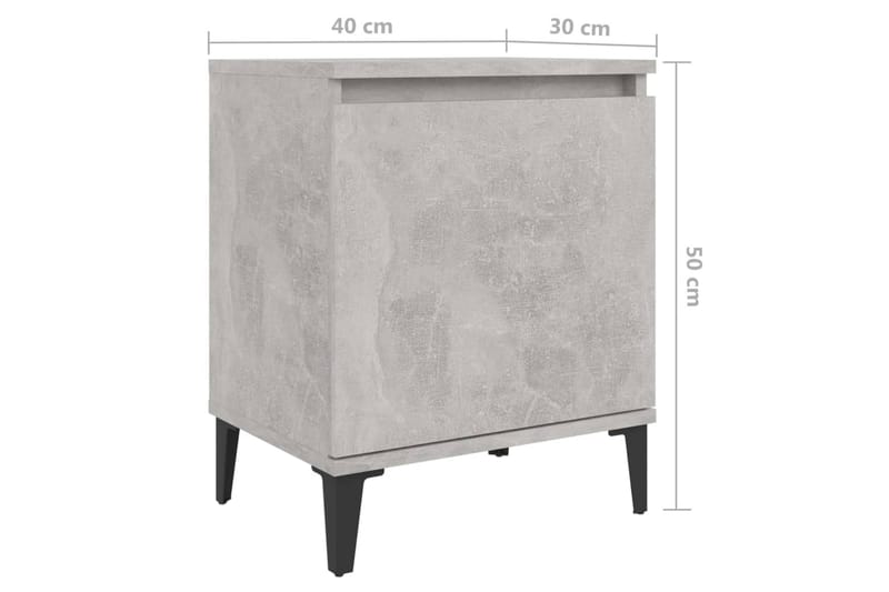 Yöpöytä metallijaloilla betoninharmaa 40x30x50 cm - Harmaa - Huonekalut - Pöytä & ruokailuryhmä - Apupöytä & sivupöytä - Yöpöytä