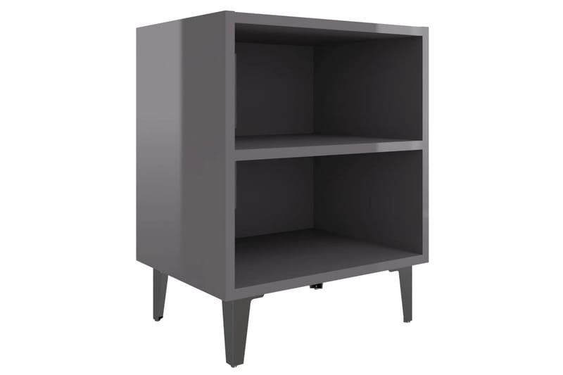 Yöpöytä metallijaloilla korkeakiilto harmaa 40x30x50 cm - Harmaa - Huonekalut - Pöytä & ruokailuryhmä - Apupöytä & sivupöytä - Yöpöytä