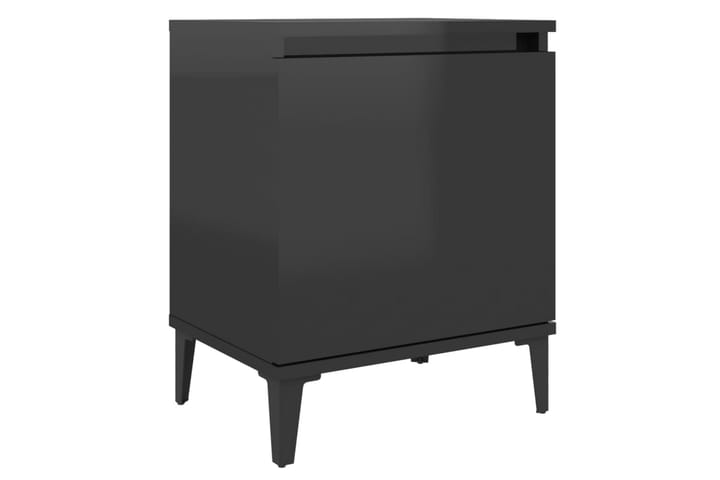 Yöpöytä metallijaloilla korkeakiilto musta 40x30x50 cm - Musta - Yöpöytä