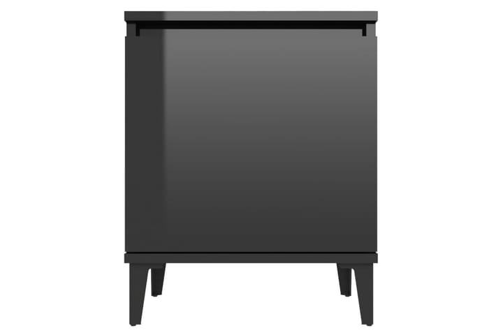 Yöpöytä metallijaloilla korkeakiilto musta 40x30x50 cm - Musta - Yöpöytä