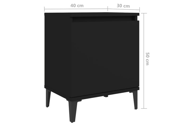 Yöpöytä metallijaloilla musta 40x30x50 cm - Musta - Huonekalut - Pöytä & ruokailuryhmä - Apupöytä & sivupöytä - Yöpöytä