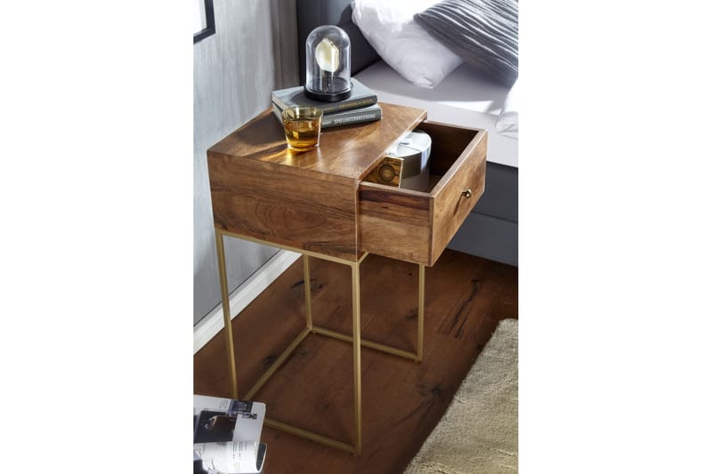 Yöpöytä Mexus 35 cm Suorakulmainen - Kulta/Ruskea - Huonekalut - Pöytä & ruokailuryhmä - Apupöytä & sivupöytä - Yöpöytä