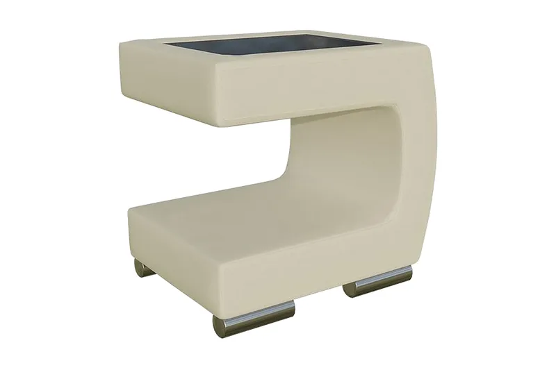 Yöpöytä Morvik 32 cm Oikea, Keinonahka/Lasi/Beige/Musta