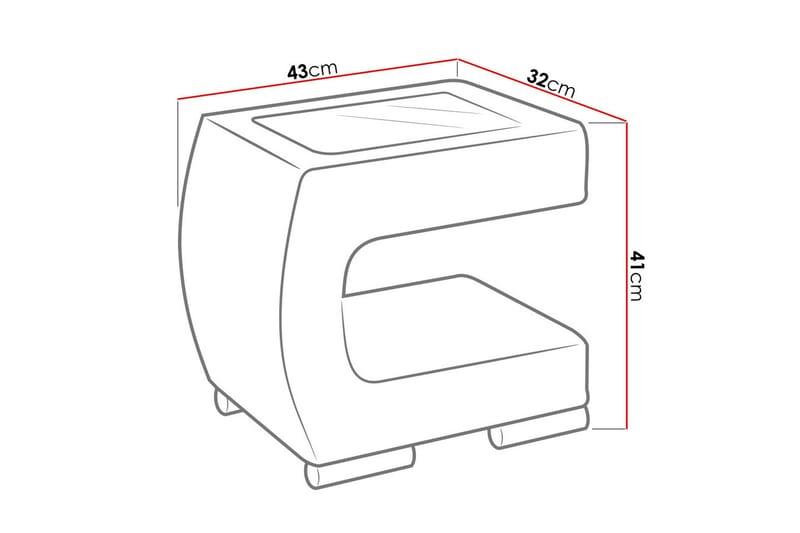 Yöpöytä Morvik 32 cm Oikea - Keinonahka/Lasi/T.harmaa/Musta - Huonekalut - Pöytä & ruokailuryhmä - Apupöytä & sivupöytä - Yöpöytä