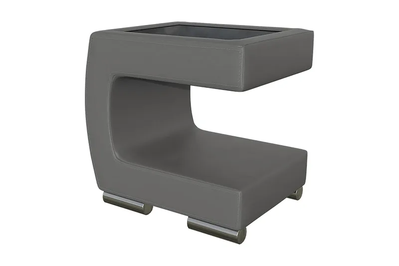 Yöpöytä Morvik 32 cm Vasen, Keinonahka/Lasi/T.harmaa/Musta