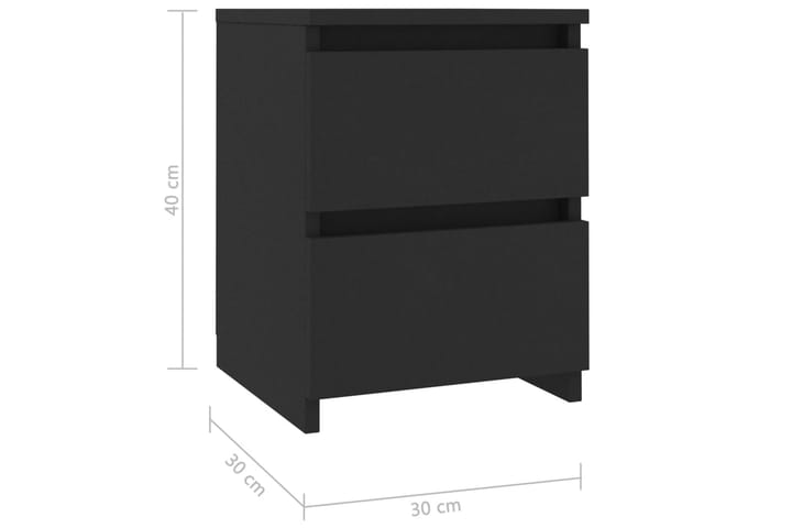 Yöpöytä musta 30x30x40 cm lastulevy - Musta - Yöpöytä