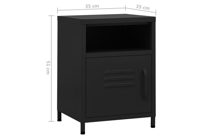 Yöpöytä musta 35x35x51 cm teräs - Yöpöytä
