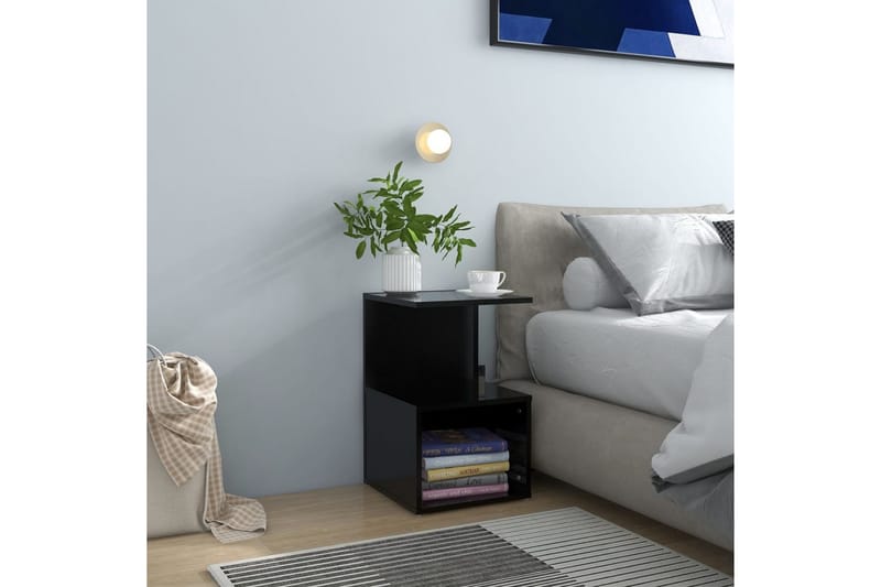Yöpöytä musta 35x35x55 cm lastulevy - Huonekalut - Pöytä & ruokailuryhmä - Apupöytä & sivupöytä - Yöpöytä