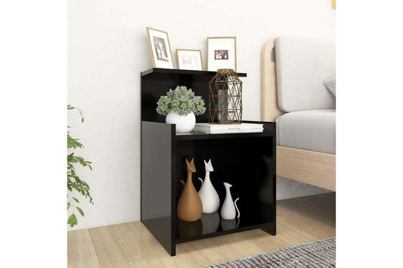 Yöpöytä musta 40x35x60 cm lastulevy - Huonekalut - Pöytä & ruokailuryhmä - Apupöytä & sivupöytä - Yöpöytä