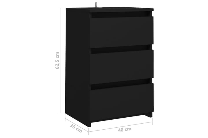Yöpöytä musta 40x35x62,5 cm lastulevy - Yöpöytä