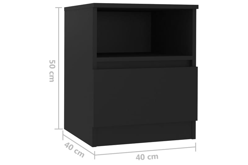 Yöpöytä musta 40x40x50 cm lastulevy - Huonekalut - Pöytä & ruokailuryhmä - Apupöytä & sivupöytä - Yöpöytä
