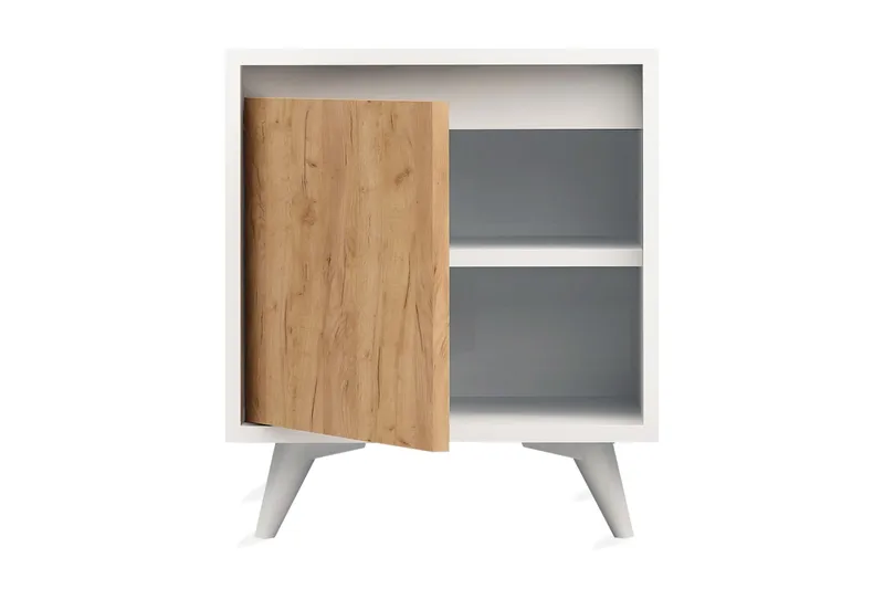 Yöpöytä Naidaj 45 cm Säilytyksellä kaappi - Puu/Valkoinen - Huonekalut - Pöytä & ruokailuryhmä - Apupöytä & sivupöytä - Yöpöytä